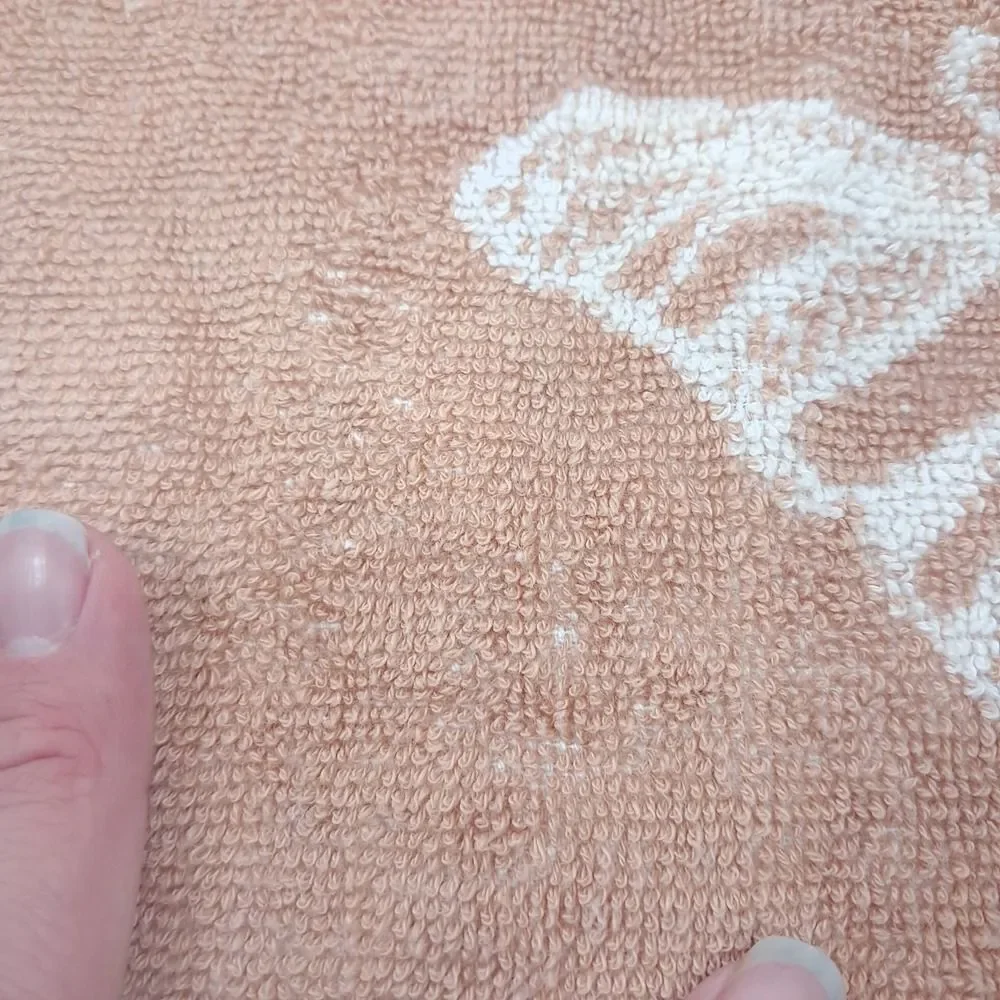 Vintage West‎ Point Lady Pepperell Butterfly bath hand towel brown cream fringe